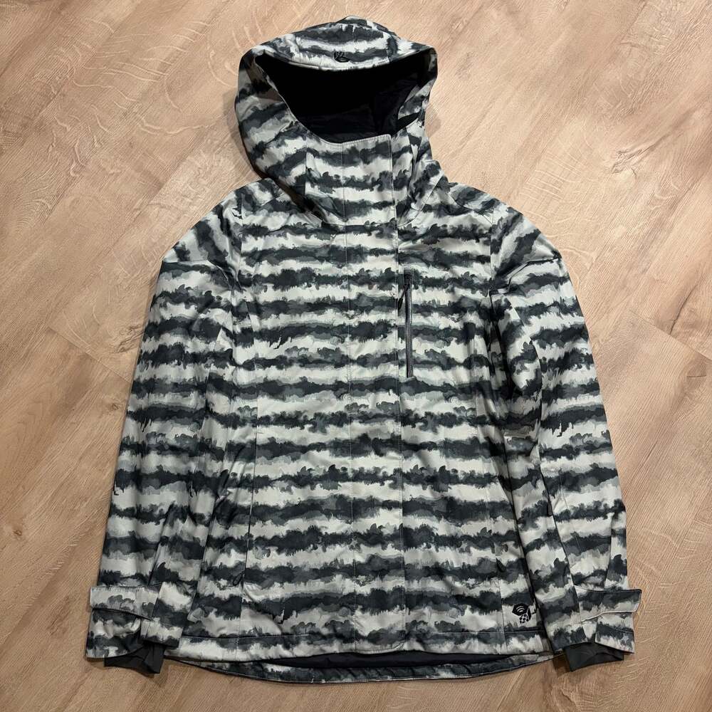 Mountain Hardwear Barnsie Jacket Women's Medium Gray Watercolor Hooded Insulated